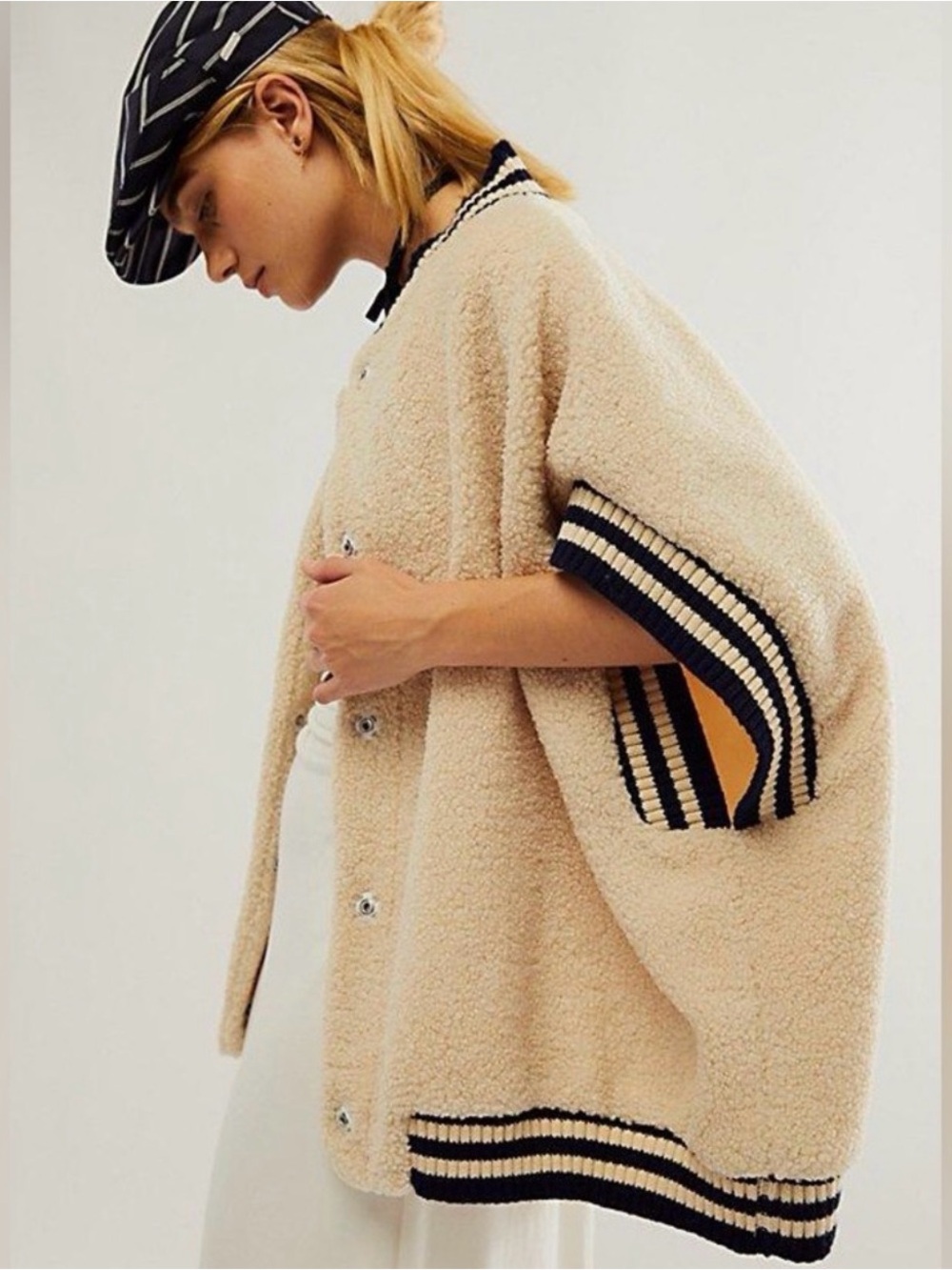 Free People Pep Rally Teddy Sherpa Poncho Vest OS